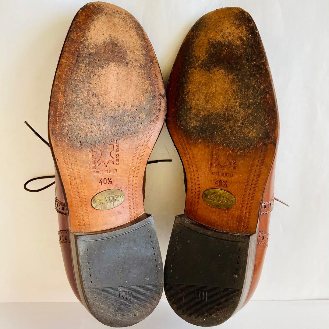 【美品】BALLY バリー 濃茶 ストレートチップ 25.5cm 除菌・消臭済み