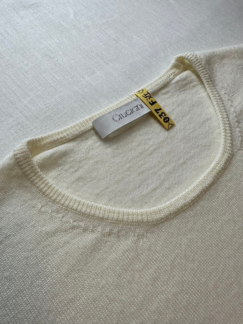 【美品クリーニング済】CRUCIANIクルチアーニホワイトウールクルーネック46