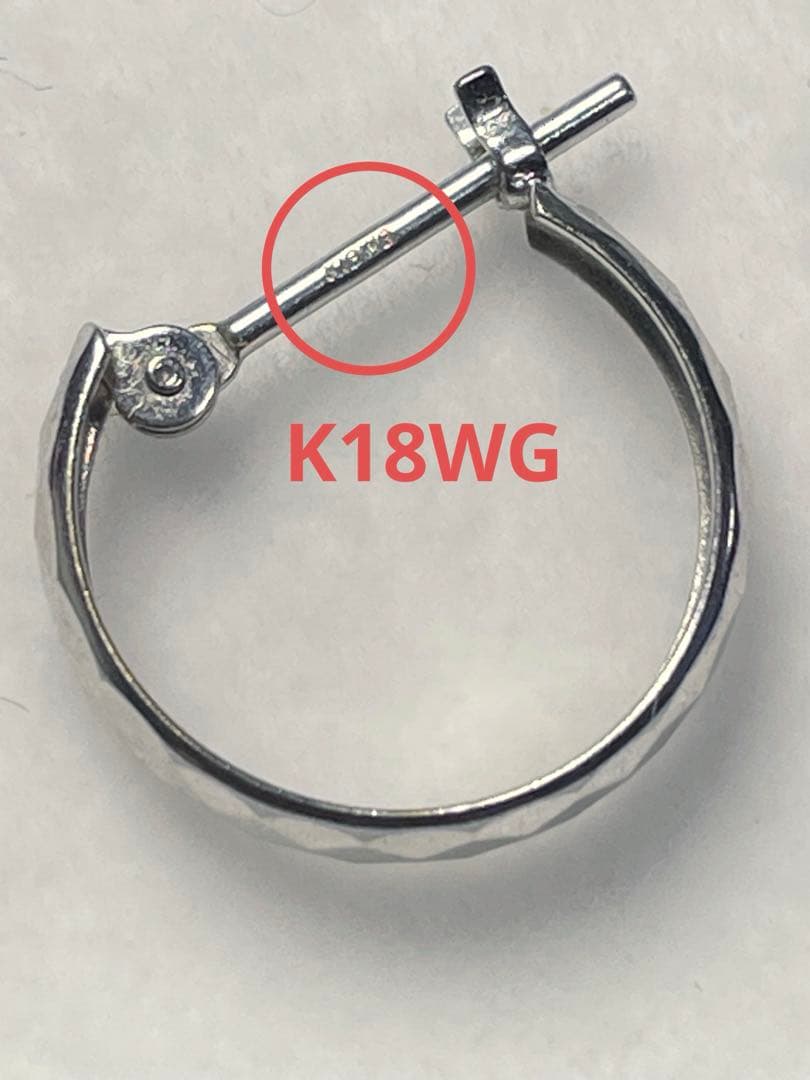 K18WG フープピアス 片耳 0.46g 18金ホワイトゴールド