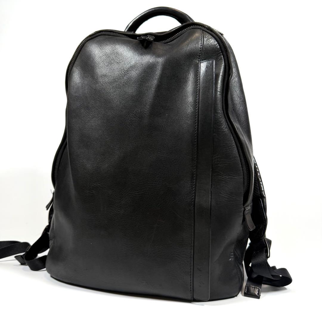 【極美品】【希少】アニエスベー　リュック　レザー　ブラック　レザールロゴ　メンズ