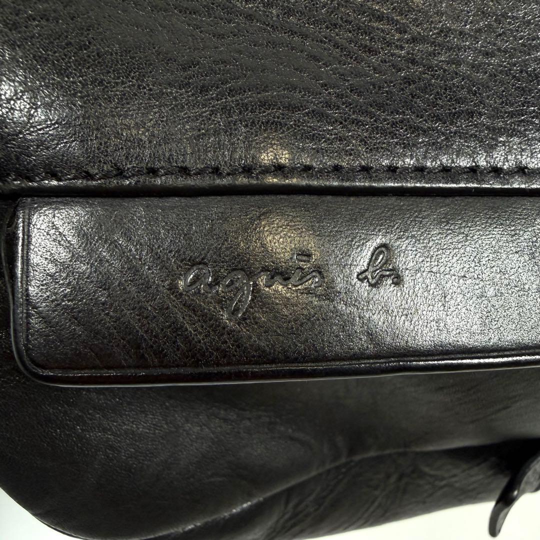 【極美品】【希少】アニエスベー　リュック　レザー　ブラック　レザールロゴ　メンズ