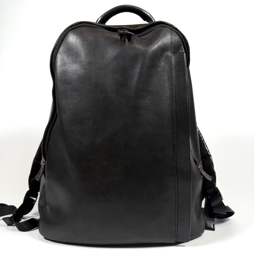 【極美品】【希少】アニエスベー　リュック　レザー　ブラック　レザールロゴ　メンズ