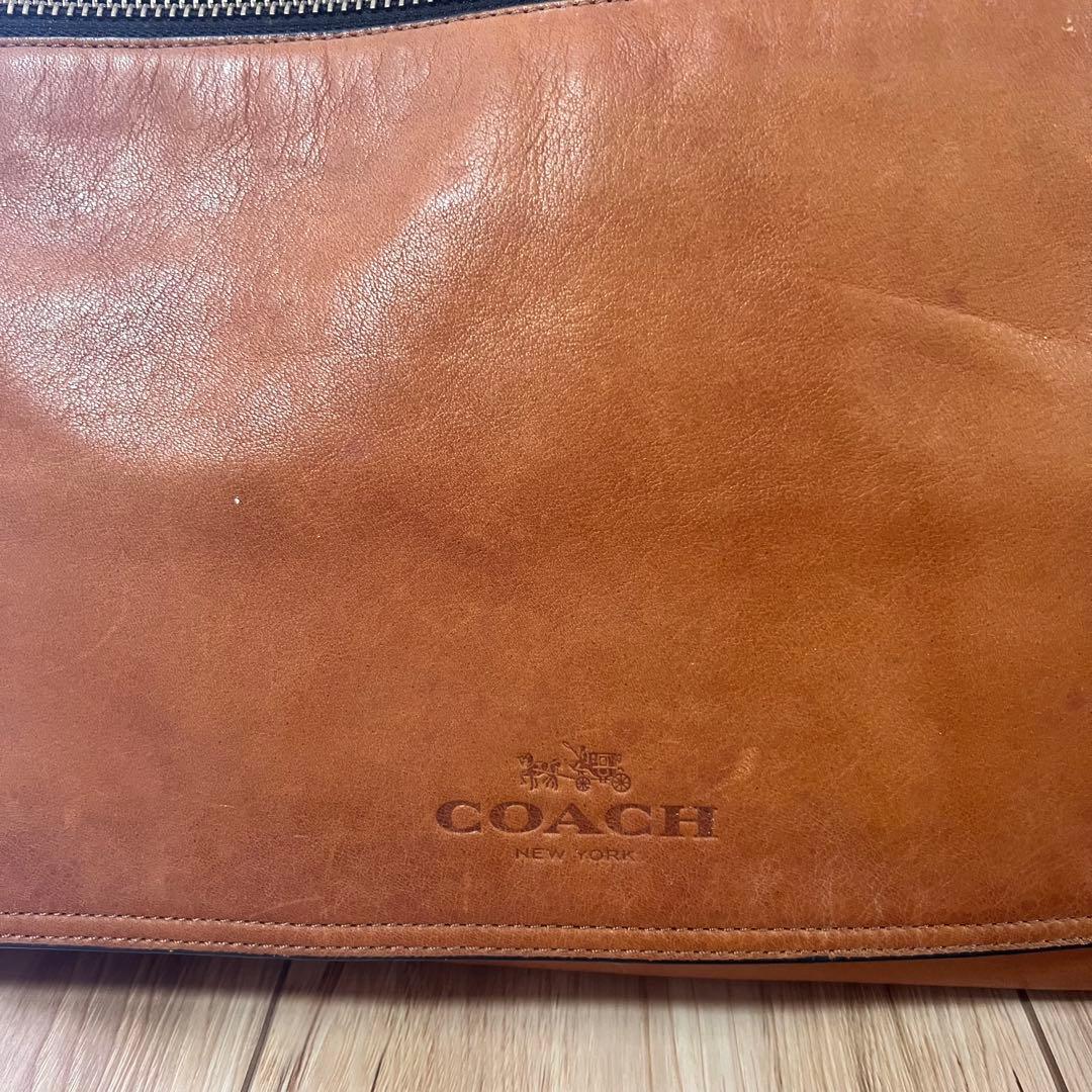 COACH コーチ レザーショルダーバッグ　A4 キャメルブラウン