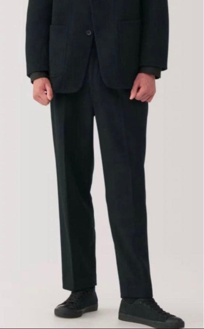 【新品】MUJI Laboカシミヤ混タックパンツ ブラック　S