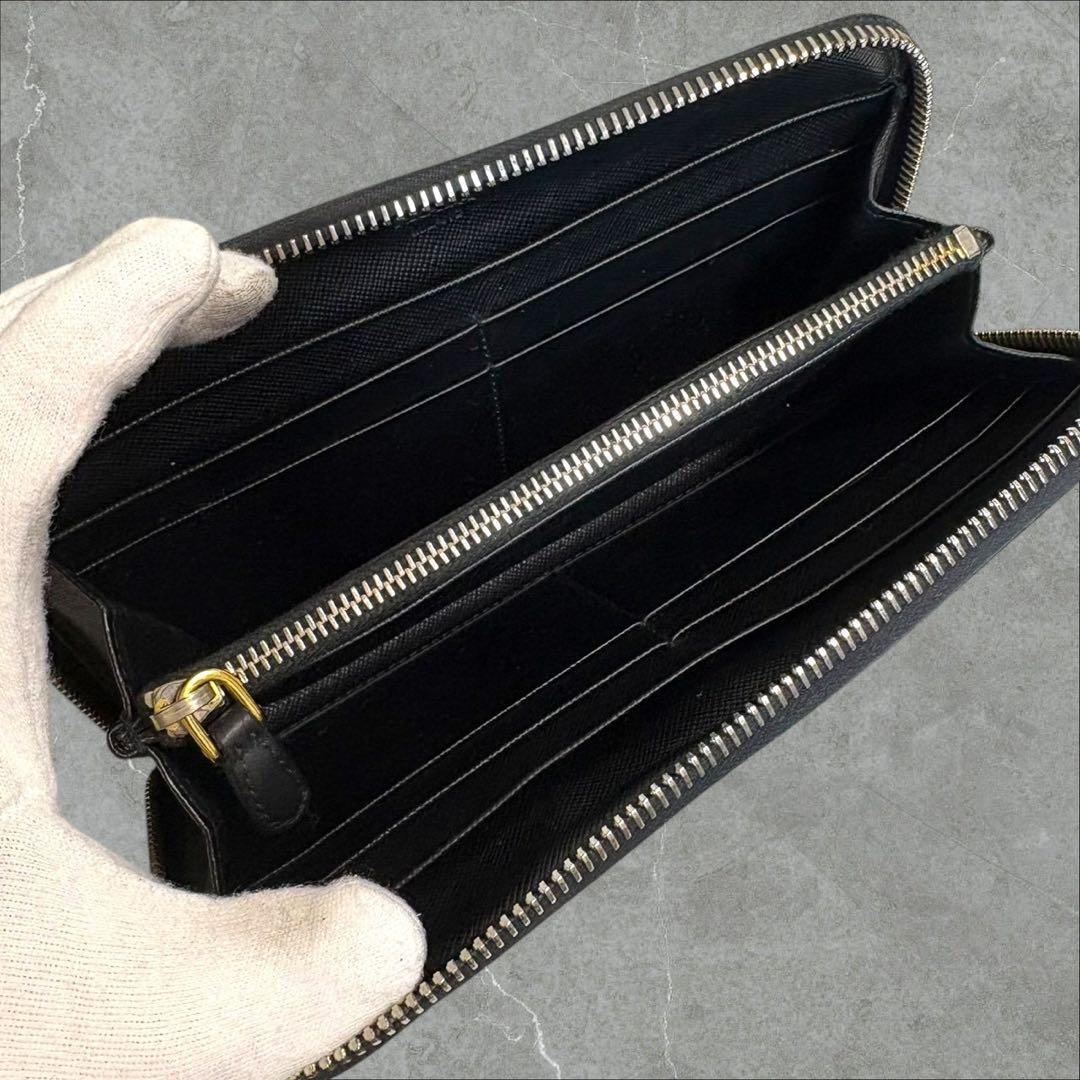 美品✨ プラダ PRADA 長財布 ファスナー サフィアーノ ブラック