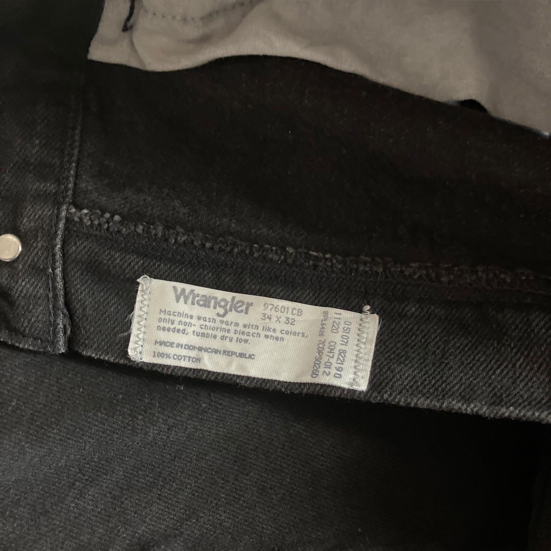 美品90s Wrangler ヘビーオンス ワイドブラックデニム W34L32