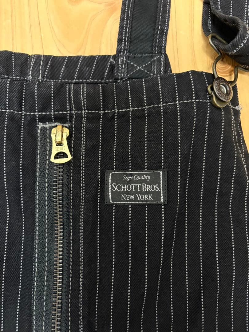 Schottショットオールドヒッコリー オーバーオール　ブラック　Mサイズ