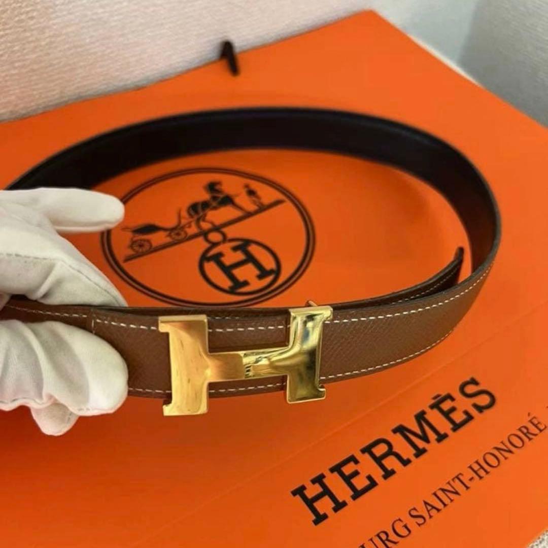 エルメス H ベルト □A ブラウン ブラック レディース