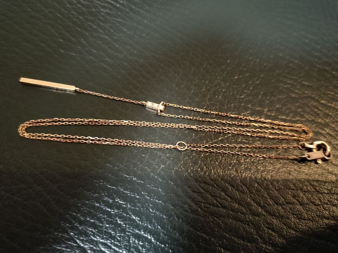 4℃　10k　ダイヤ　Y字　ネックレス　Y字バーネックレス　YG