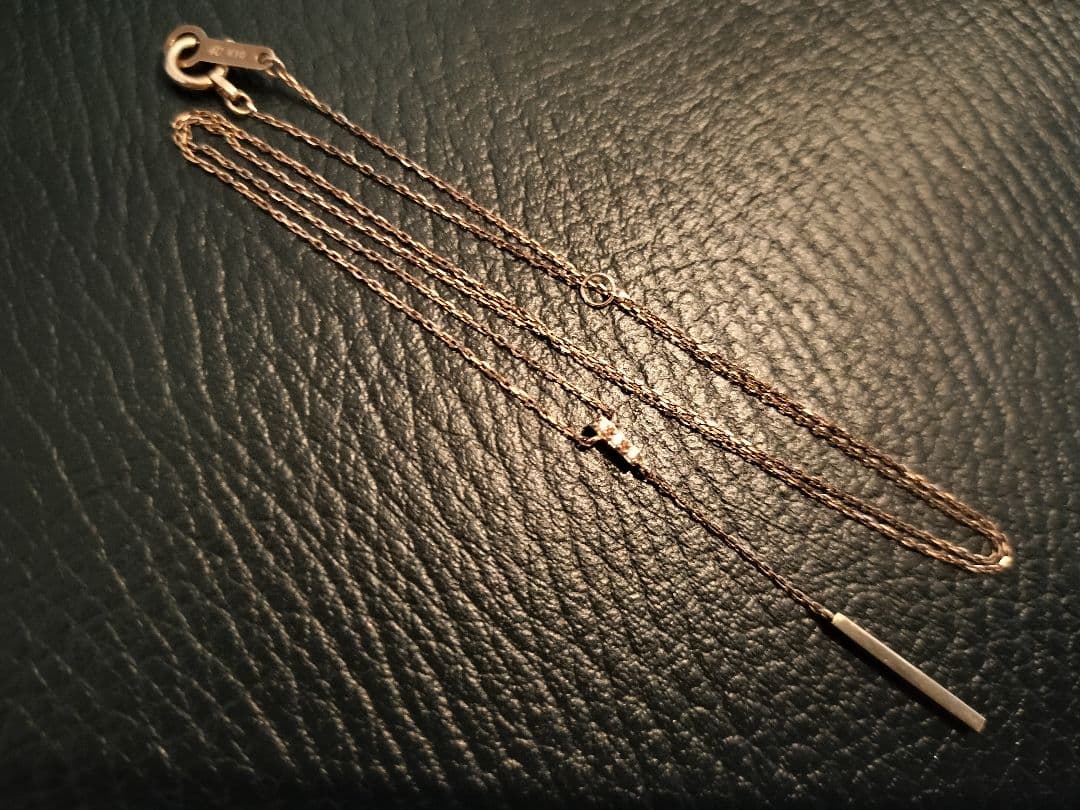 4℃　10k　ダイヤ　Y字　ネックレス　Y字バーネックレス　YG