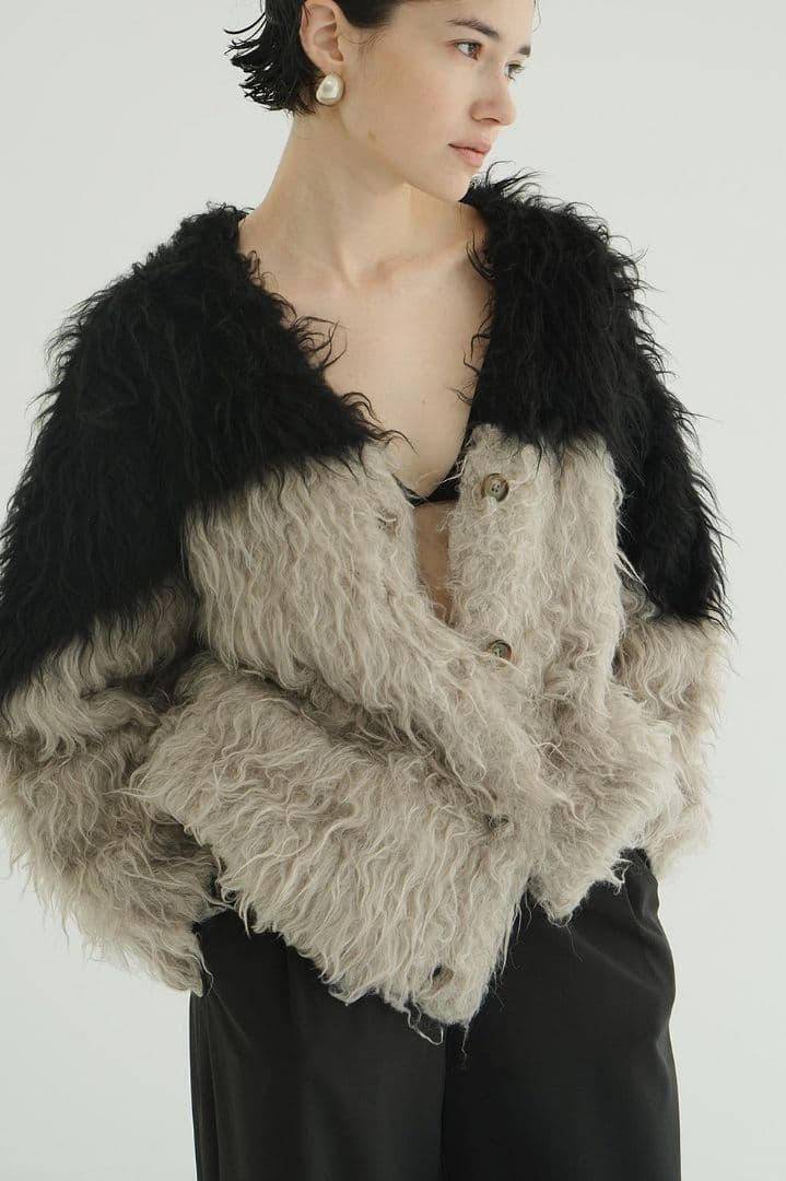 o*7様 最安値 CLANE BI COLOR SHAGGY KNIT CARD