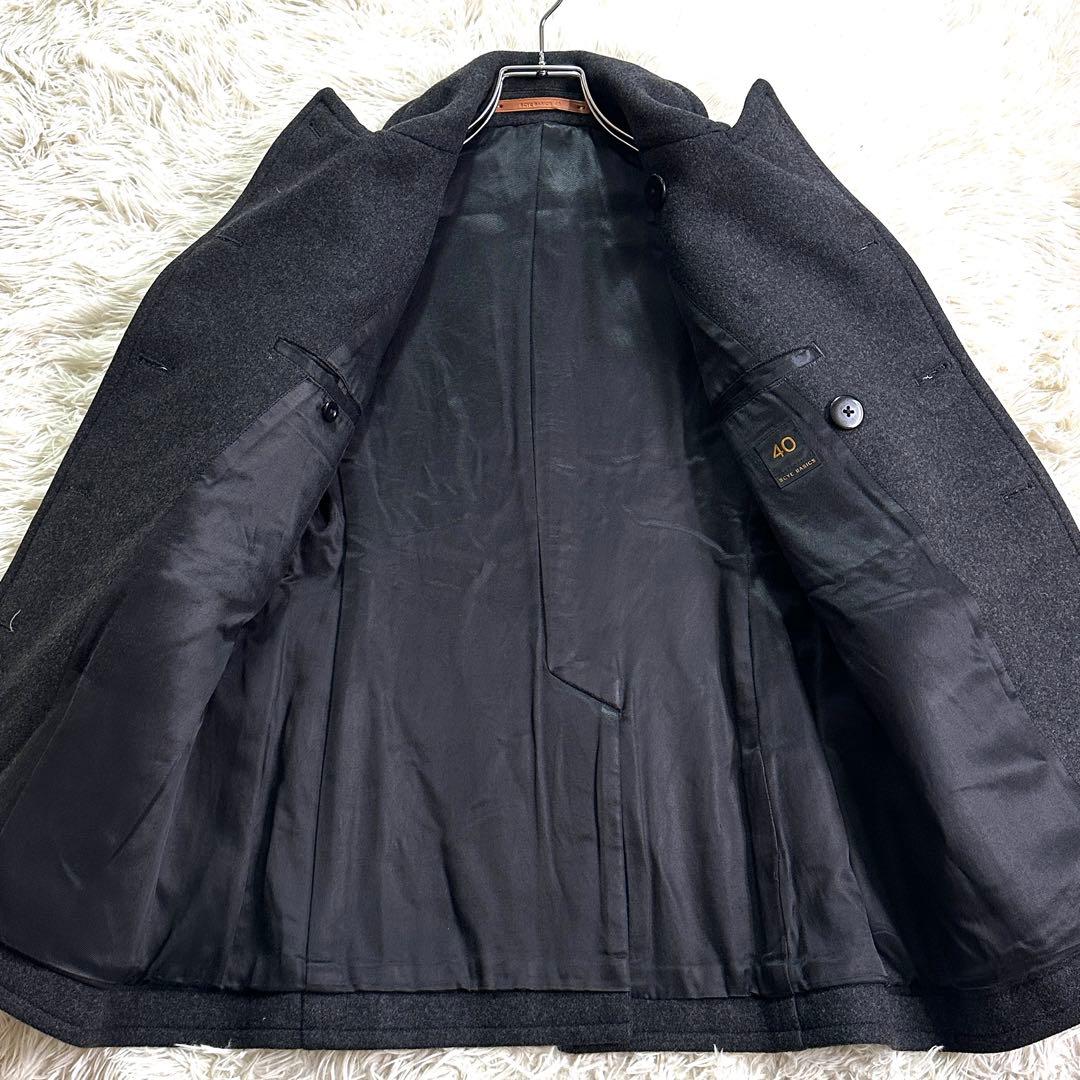 カシミヤ混✨サイベーシック ピーコート チャコールグレー 40