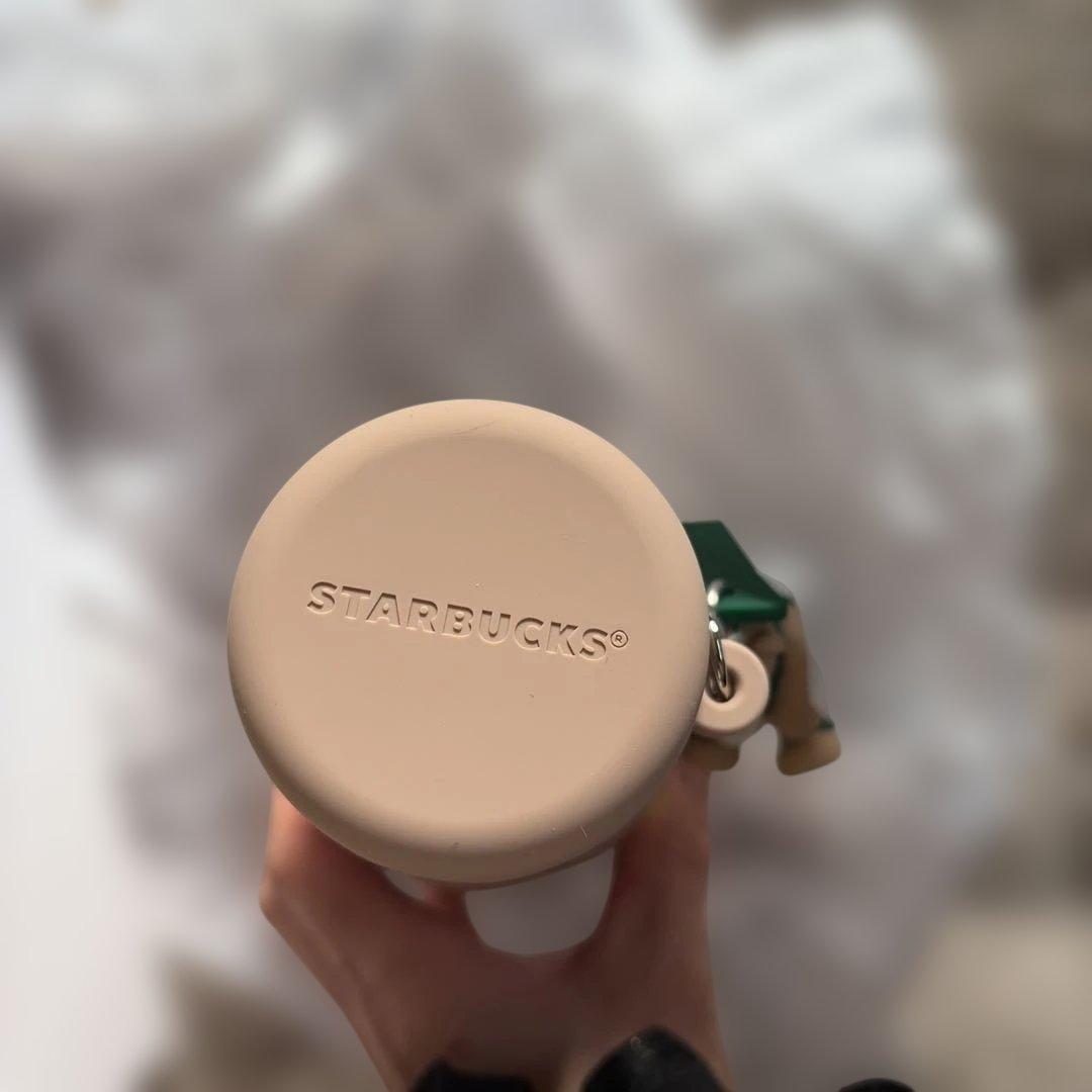 スタバ×ジェラピケ　ステンレスボトル ベアチャーム付き モカベージュ