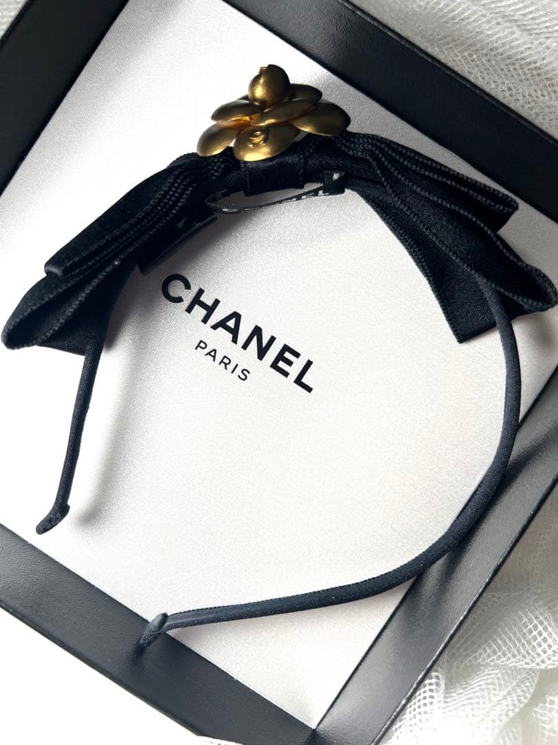 【正規品・美品】CHANEL カメリア&リボンモチーフカチューシャ