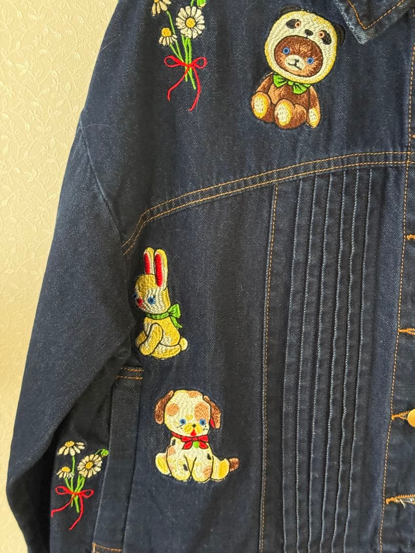 yukiemon刺繍デザインのデニムジャケット