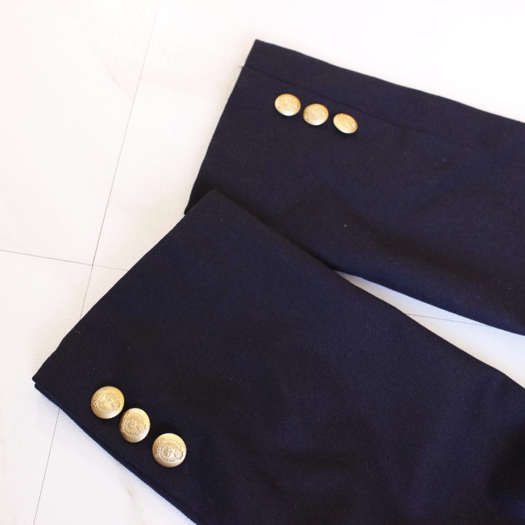 BURBERRY 紺ブレ カシミヤ 金ボタン テーラードジャケット LL 紺色