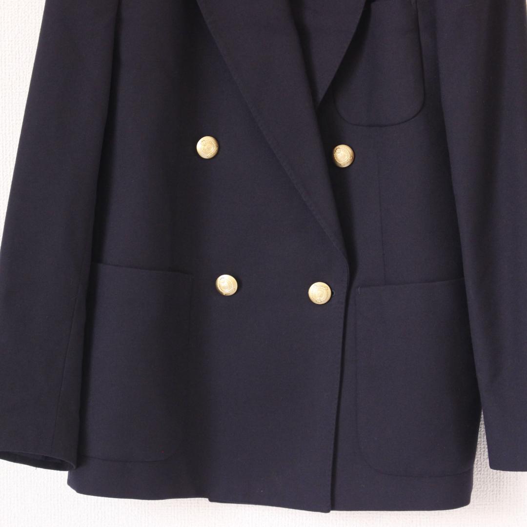 BURBERRY 紺ブレ カシミヤ 金ボタン テーラードジャケット LL 紺色
