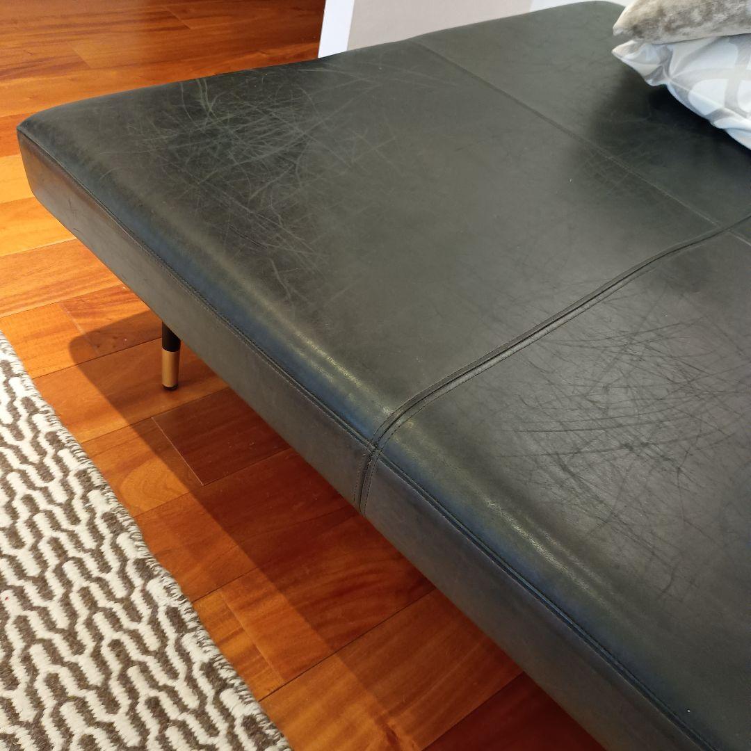 Nさん用【CONRAN刻印付】黒 本皮 オットマン　1m大きいサイズ
