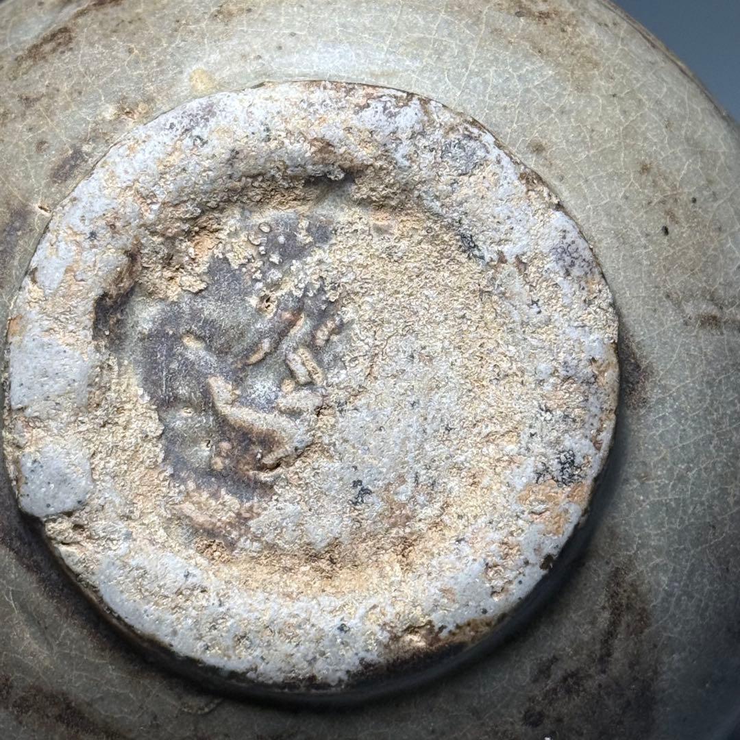 李朝　粉青沙器水滴　象嵌　印花　灰釉薬　朝鮮美術　珍品　古美術　李朝コレクター