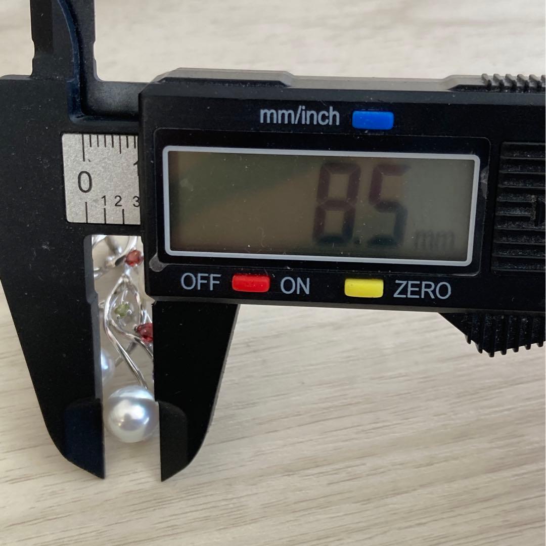 ブローチ パール　カラーストーン　シルバー925　南洋真珠　白真珠　ペンダント