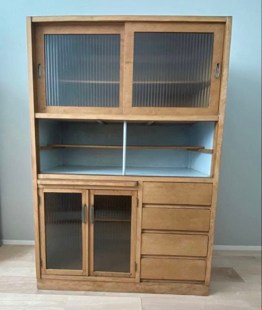 【送料込】古い木の食器棚　水屋　一点もの古家具