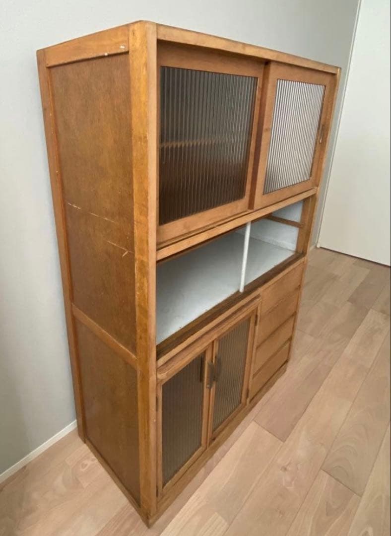 【送料込】古い木の食器棚　水屋　一点もの古家具