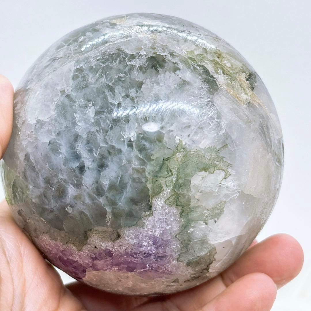 【天然石】希少！グリーンアメジストロスフィア 大玉81ミリ
