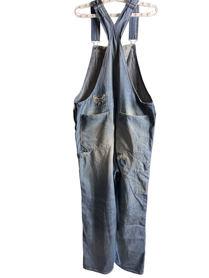 RRL ダブルアールエル ライトブルー ダメージ加工 デニムオーバーオール