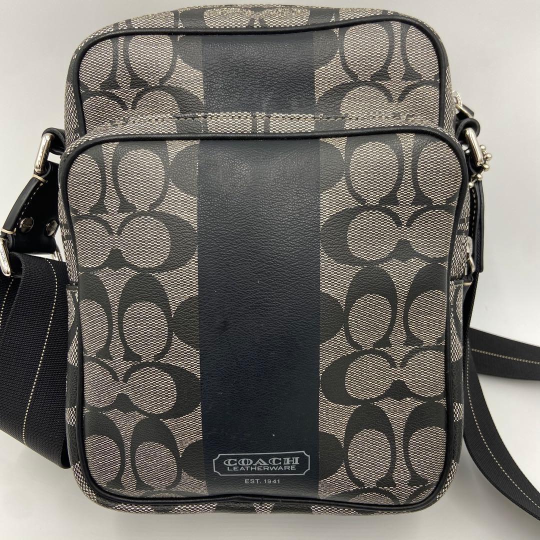 美品✨コーチ ショルダーバッグ F70078 ヘリテージ　シグネチャー ブラック