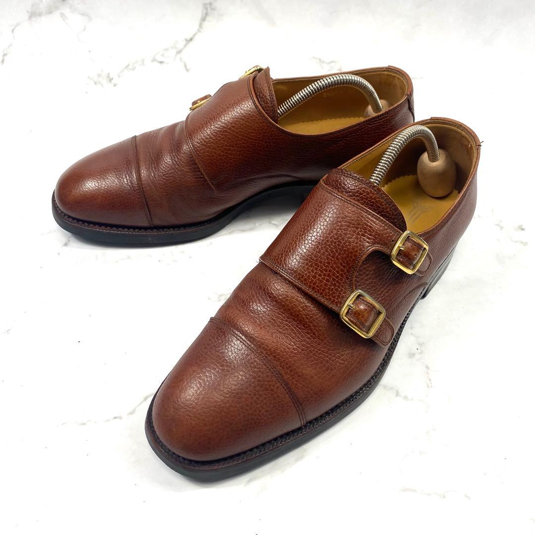 【美品】YANKO ダブルモンク シボ加工 ストラップシューズ 25