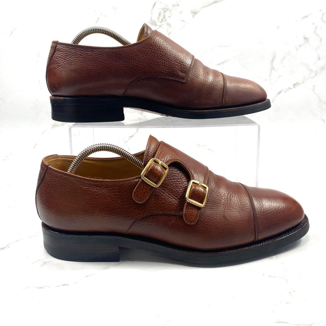 【美品】YANKO ダブルモンク シボ加工 ストラップシューズ 25