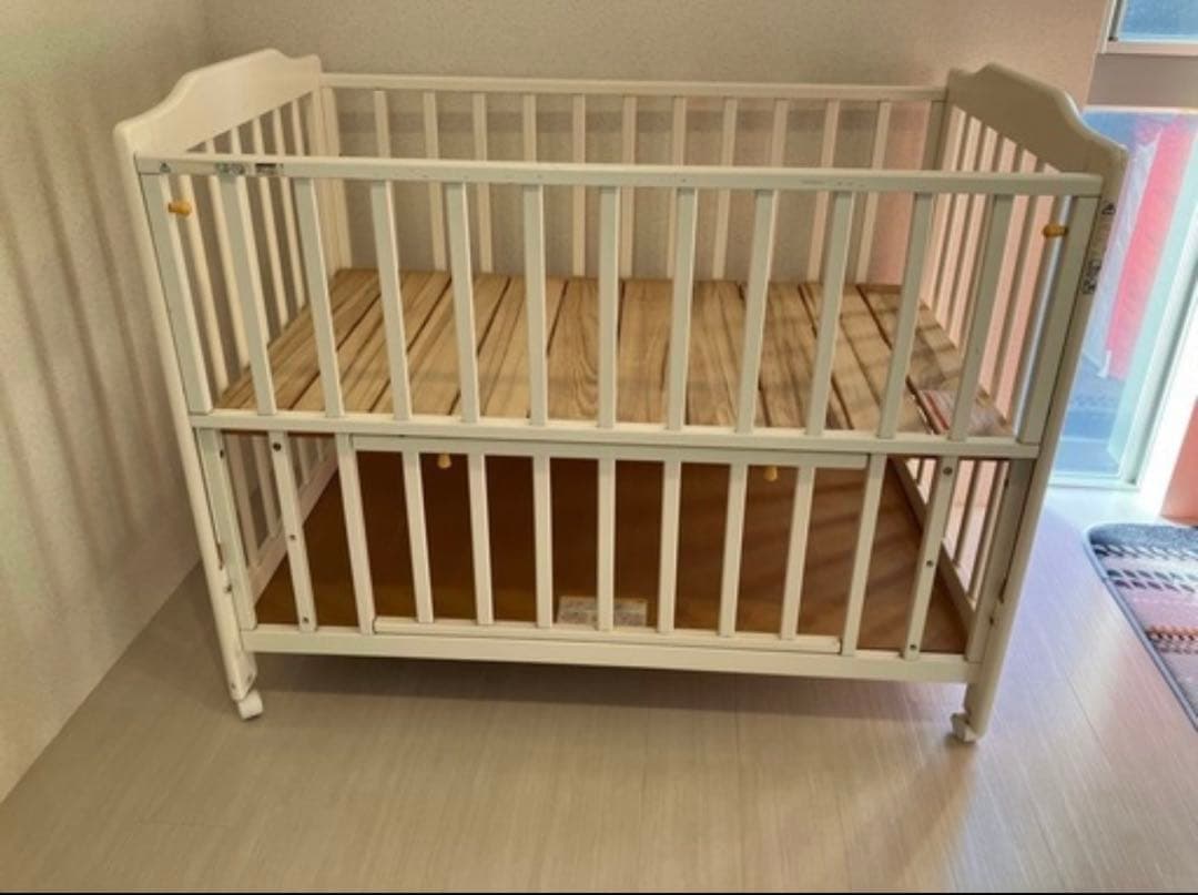 【人気】KATOJI ハイシート ベビーベッド 収納付き ホワイト