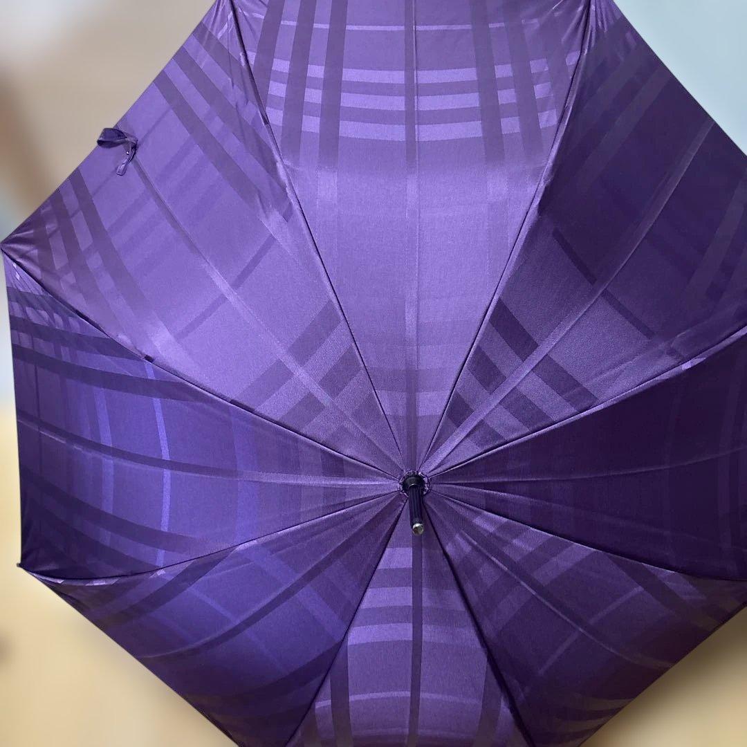 Burberry パープルチェック柄雨長傘