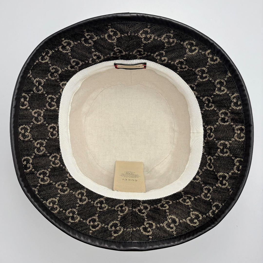 美品 GUCCI GGデニム バケットハット ブラック 58cm M ミケーレ