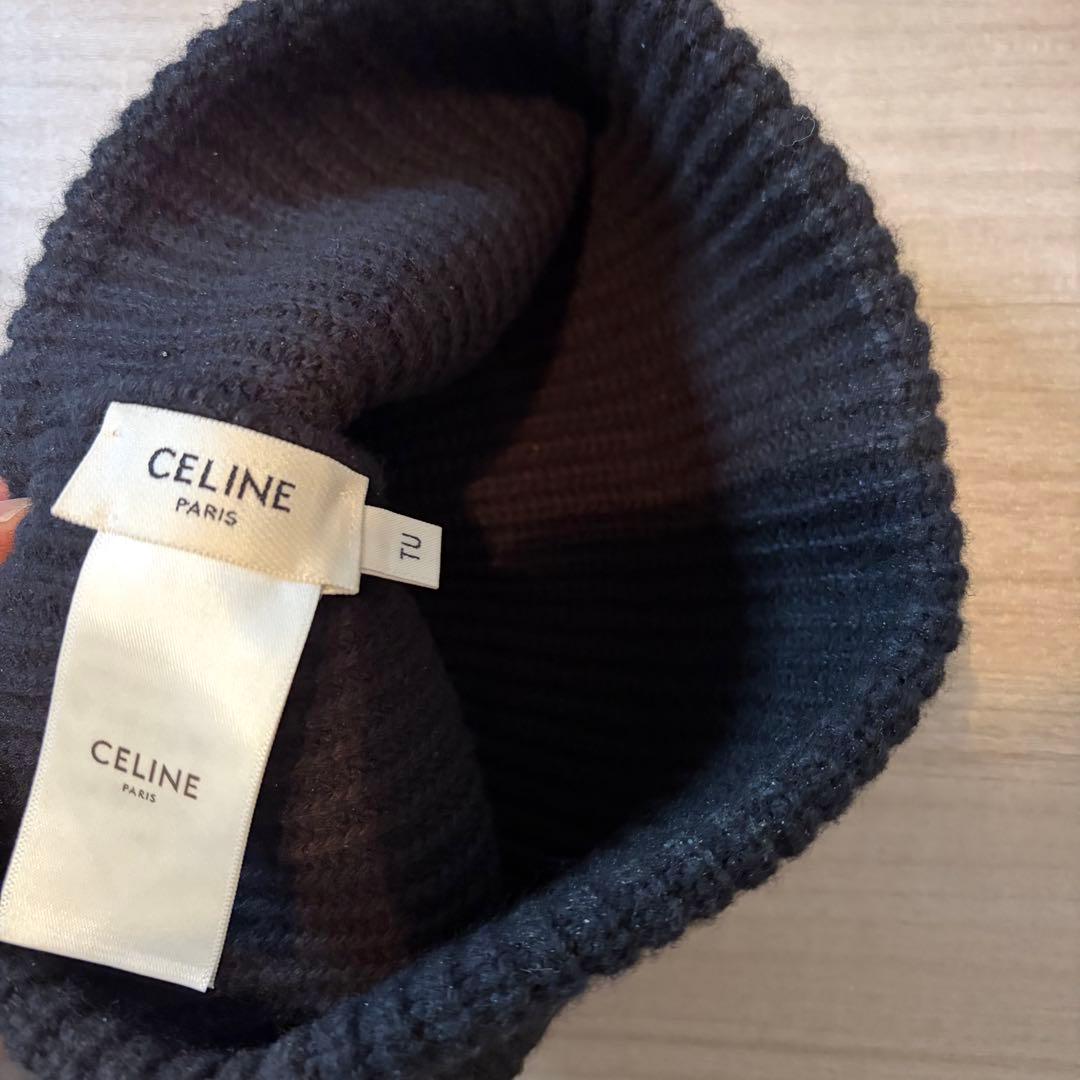 CELINE ブラックニット帽