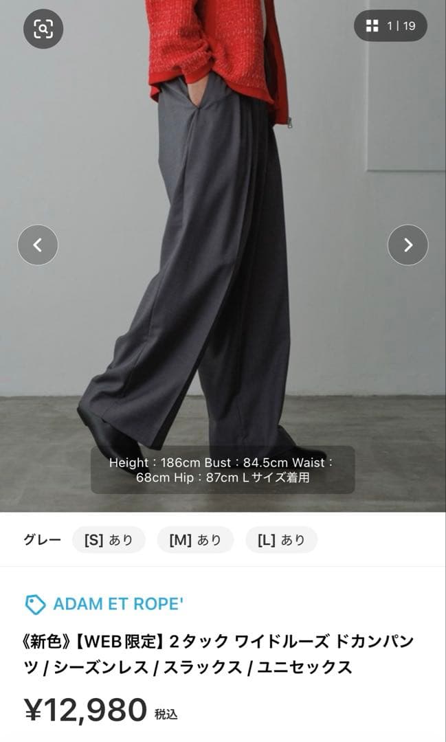 Adam et Rope 2タック ワイドルーズ ドカンパンツ / スラックス