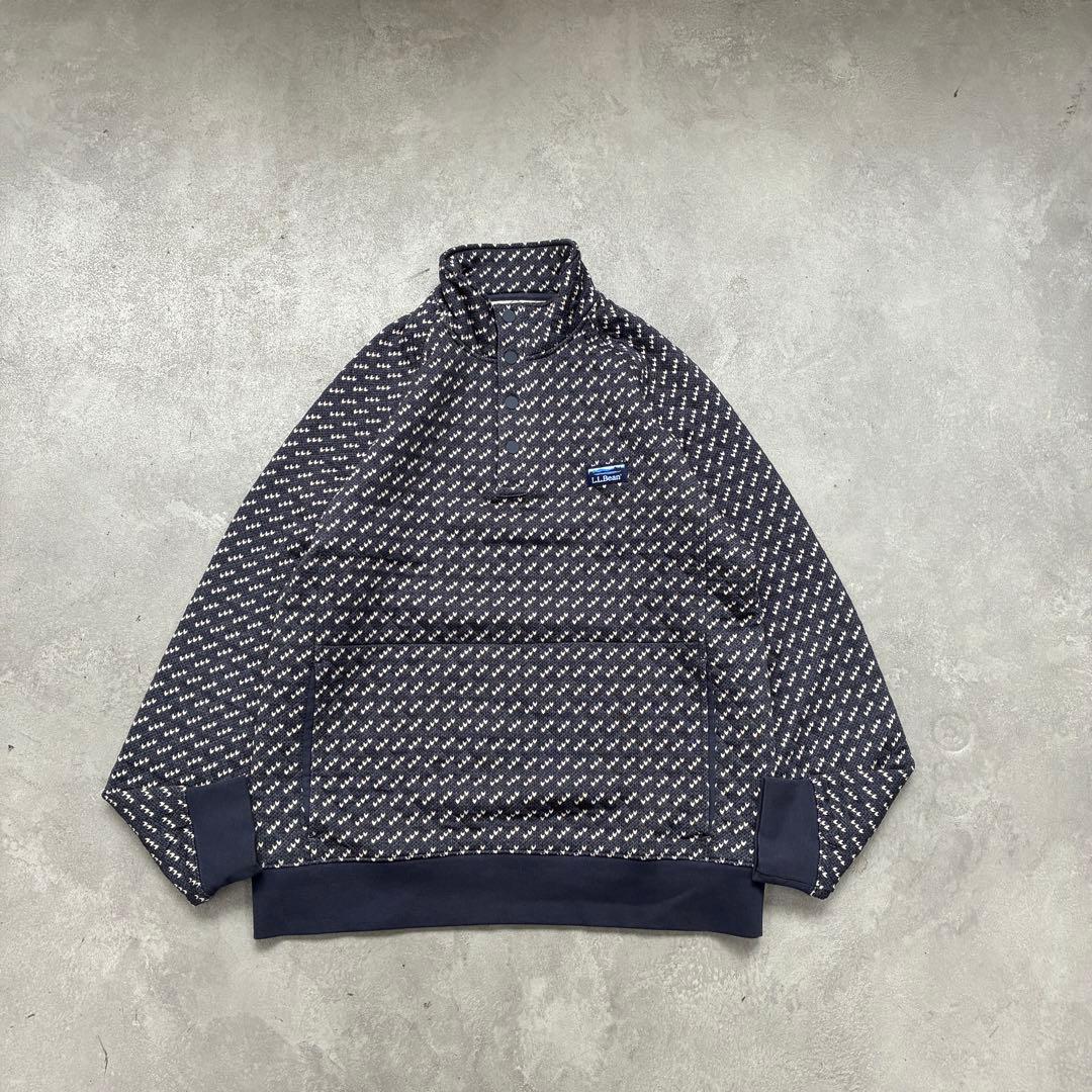 LLBean バーズアイ　ポリエステル　ハーフジップ　スウェット　M
