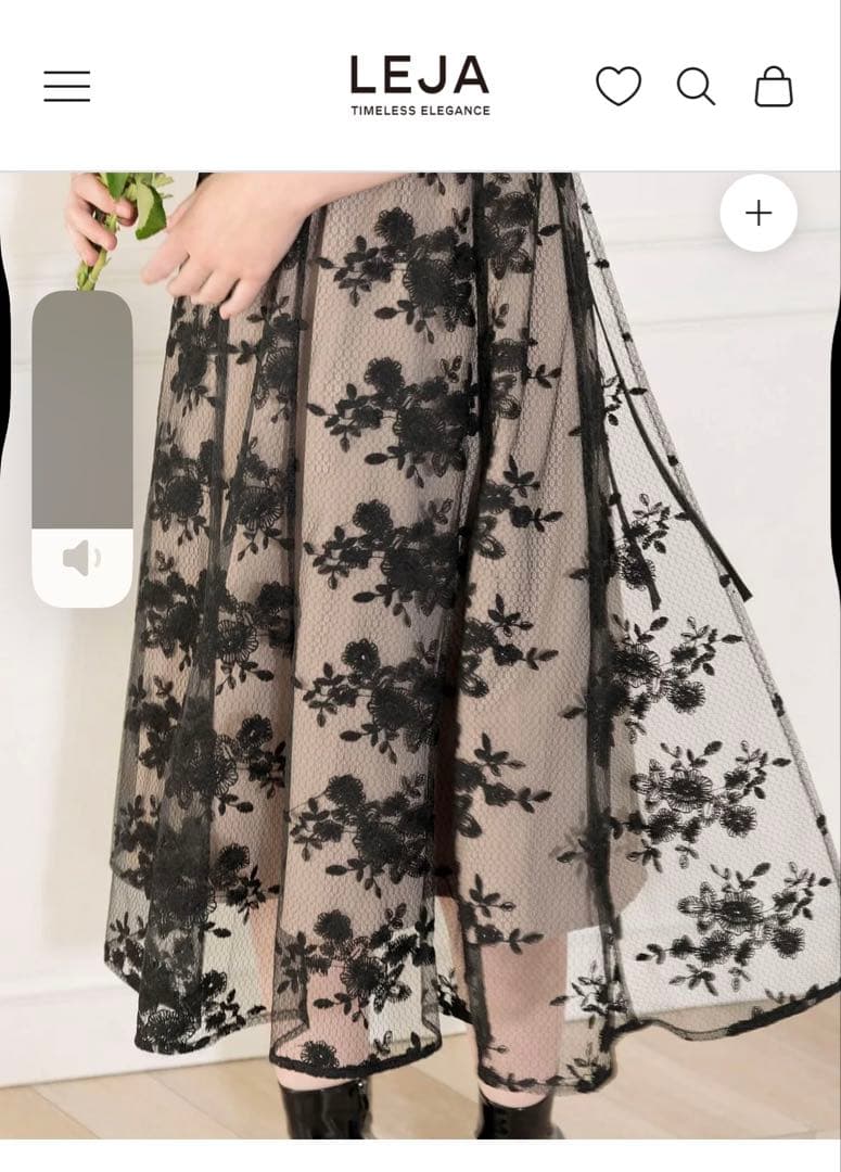 LEJA フラワー刺繍バックリボンミディドレス