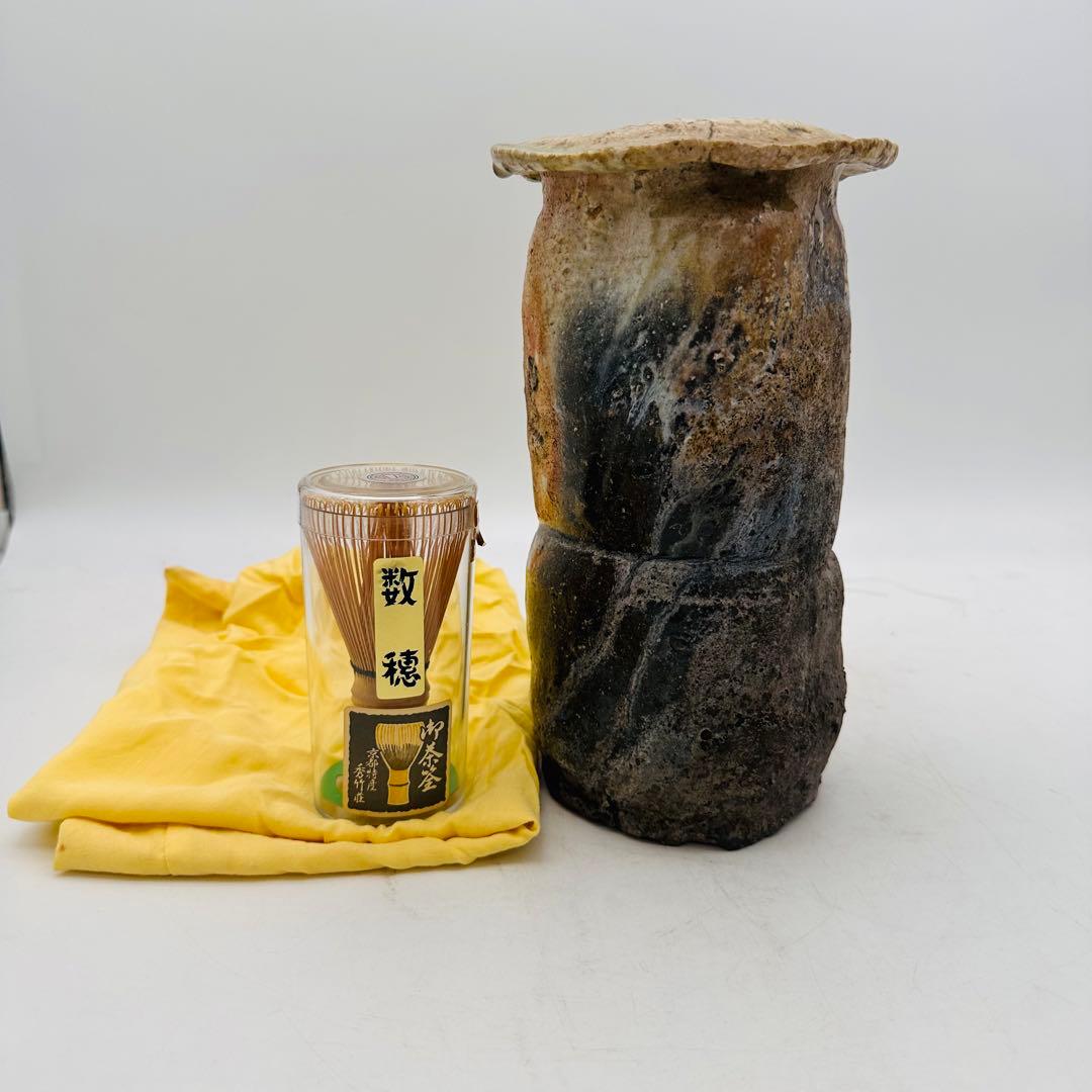 T 時代物　信楽焼　花瓶　花入　置き物　唐津 置物　茶道具　茶器