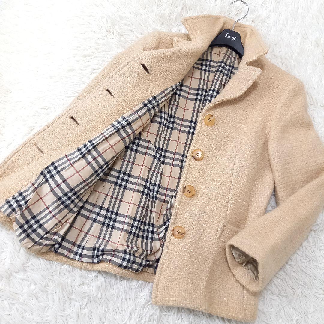 ●良品●　BURBERRY LONDON　モヘヤ　ノバチェック　ジャケットコート