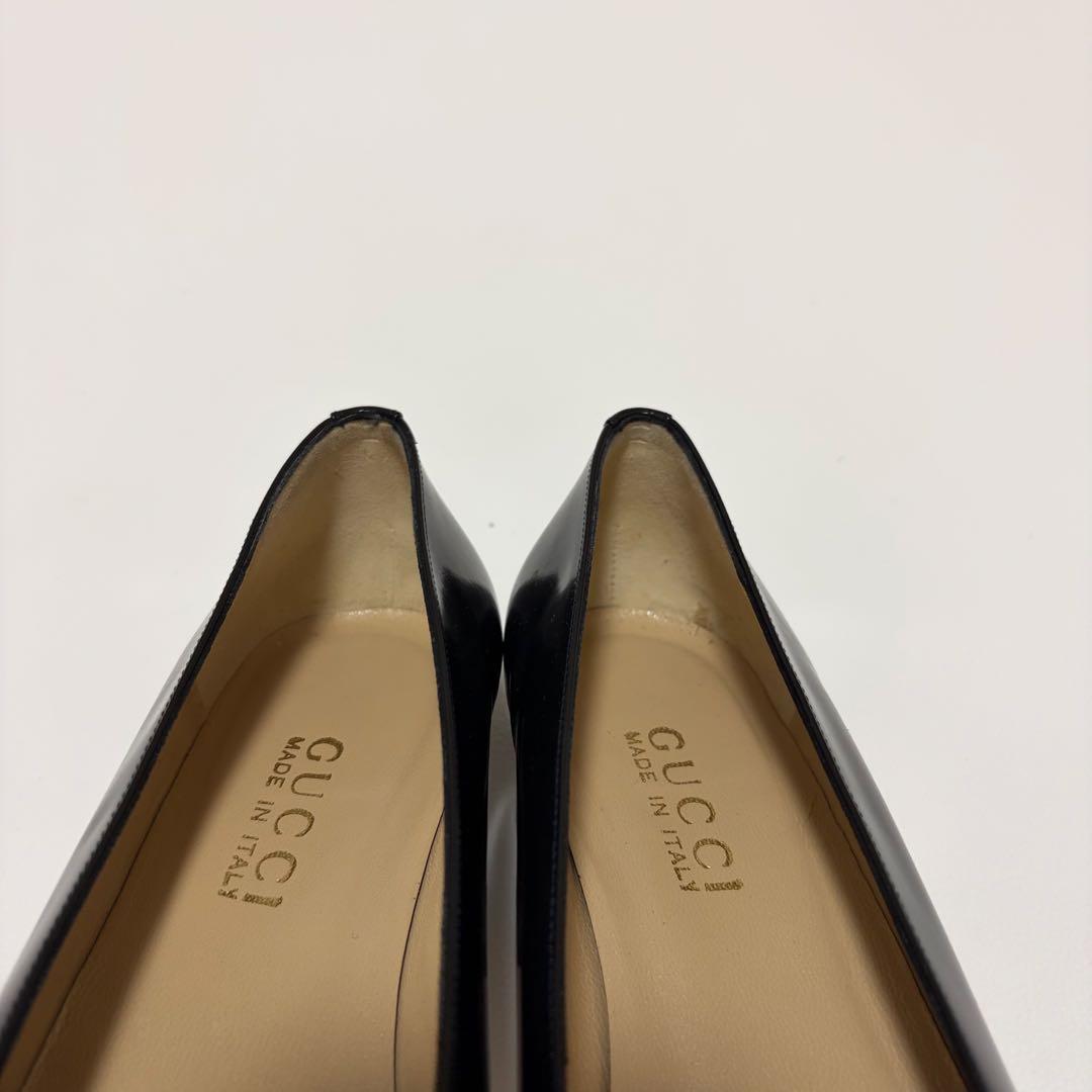 極美品✨GUCCI ホースビット パンプス チャンキーヒール パテントレザー 黒