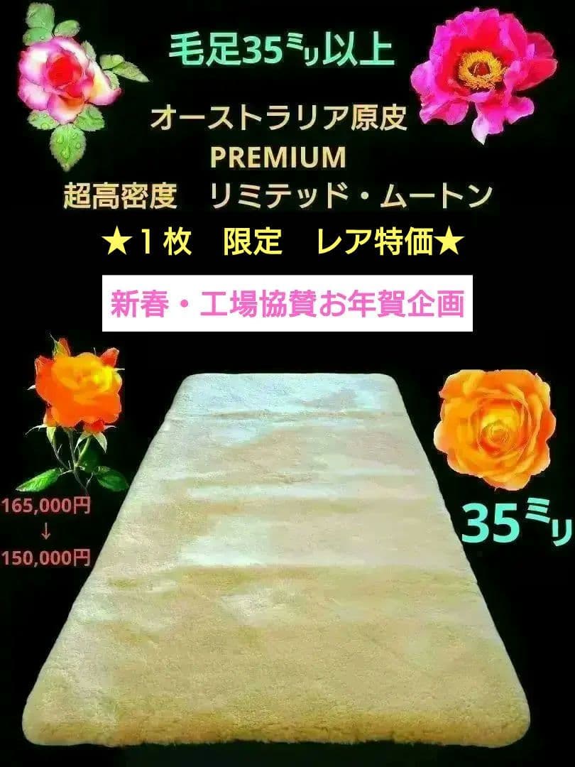 オーストラリア原皮　超高密度リミテッド・ムートン　シングル・毛足35㍉以上