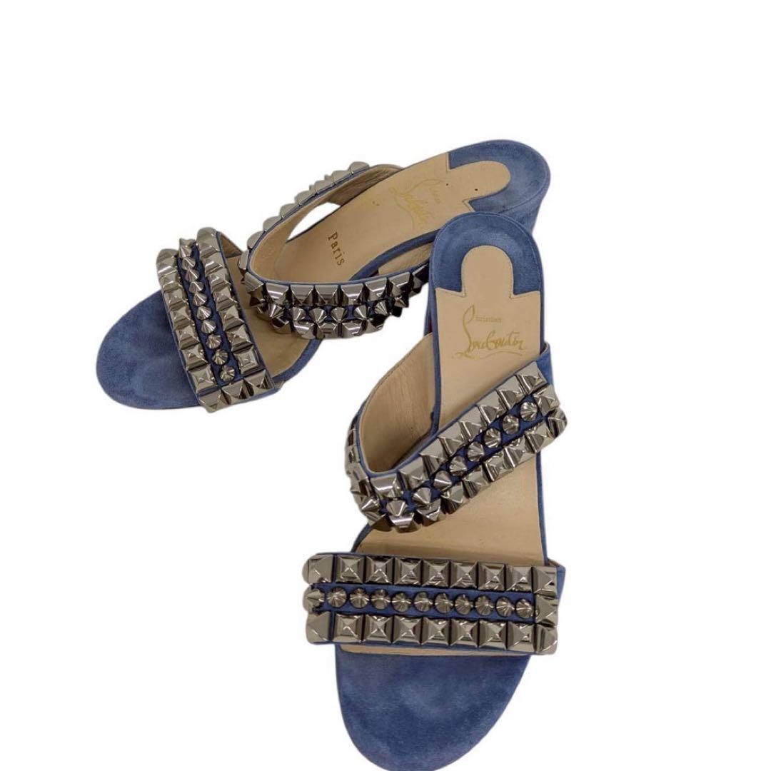 Christian Louboutin ルブタン スタッズサンダル ブルー 38