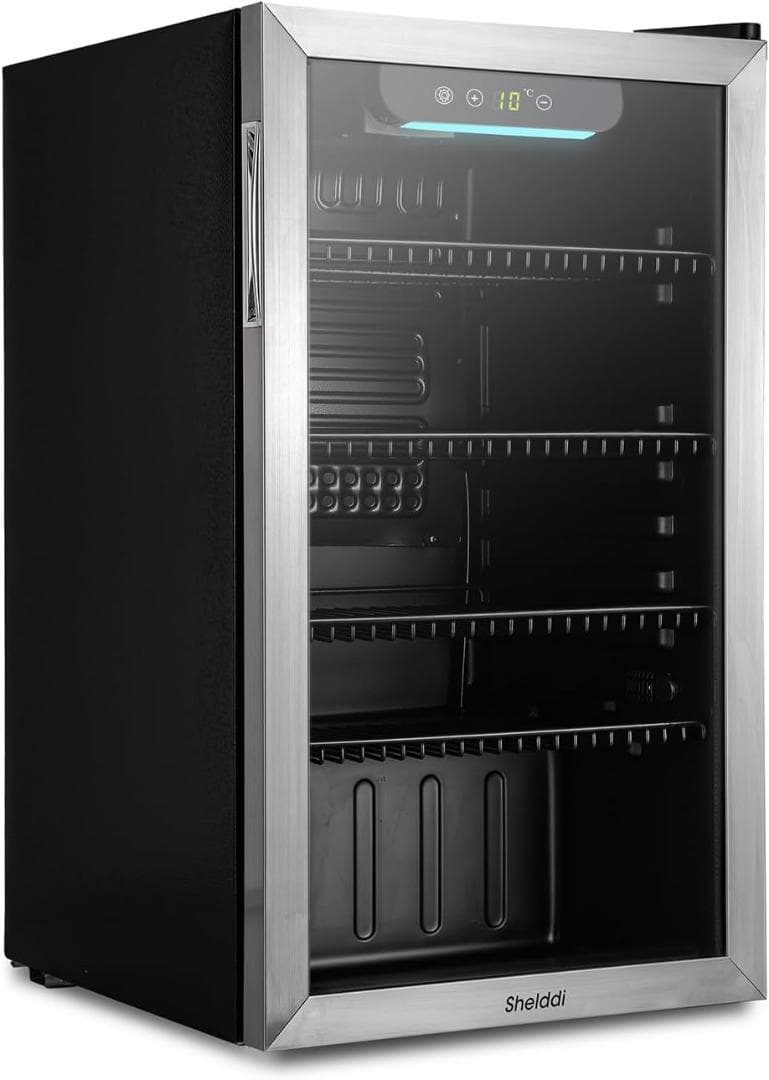 冷蔵庫 93L おしゃれ コンプレッサー式 小型 透明ガラスドア