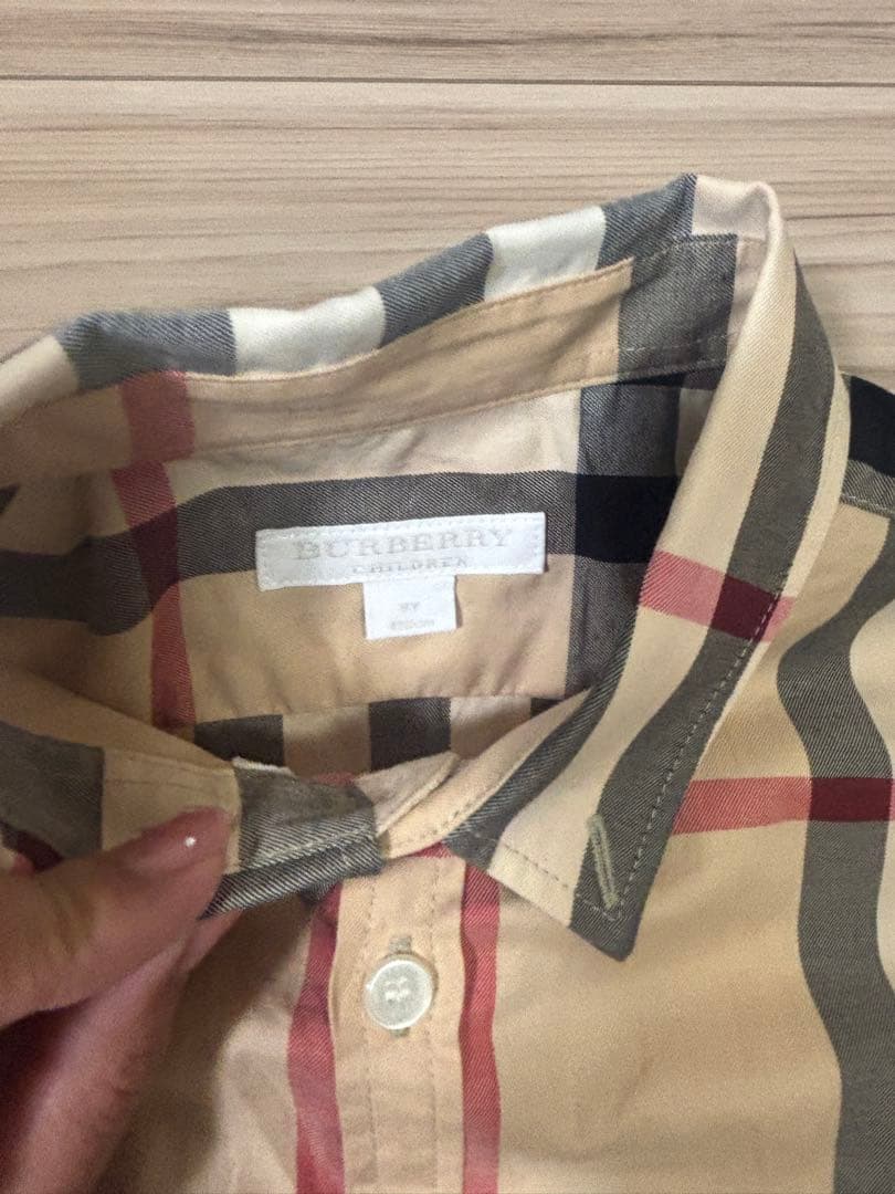 美品　現行タグ　バーバリーチルドレン　長袖シャツ　メガチェック　128cm