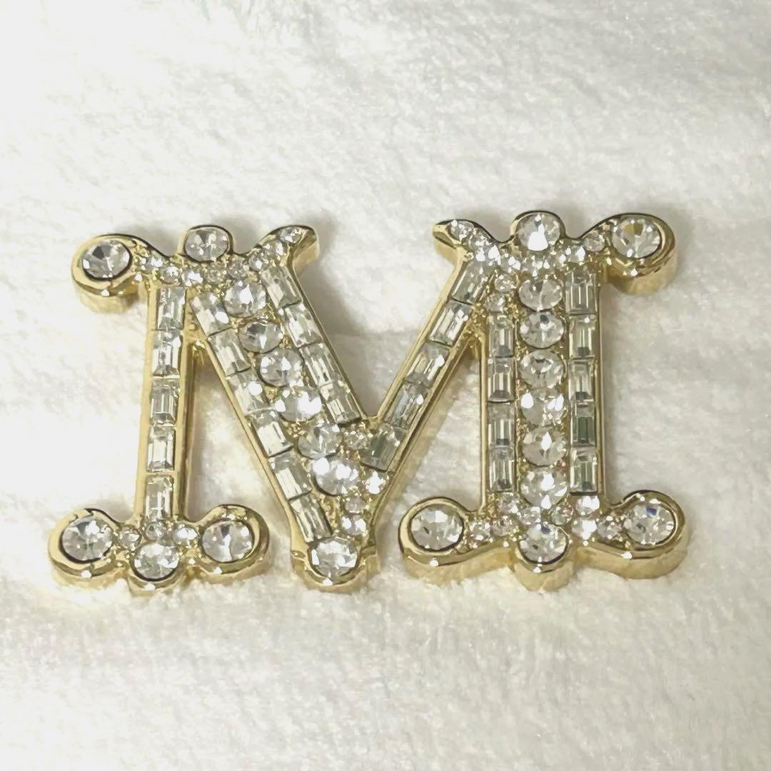 ✨極美品✨MaxMara マックスマーラ　Mロゴクリスタルブローチ