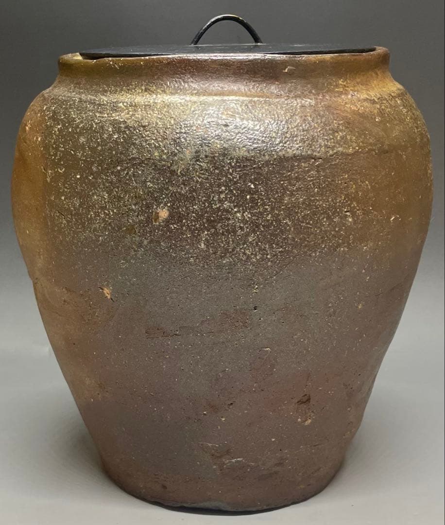 古常滑　水指　蓋付　茶道具　箱付　L309