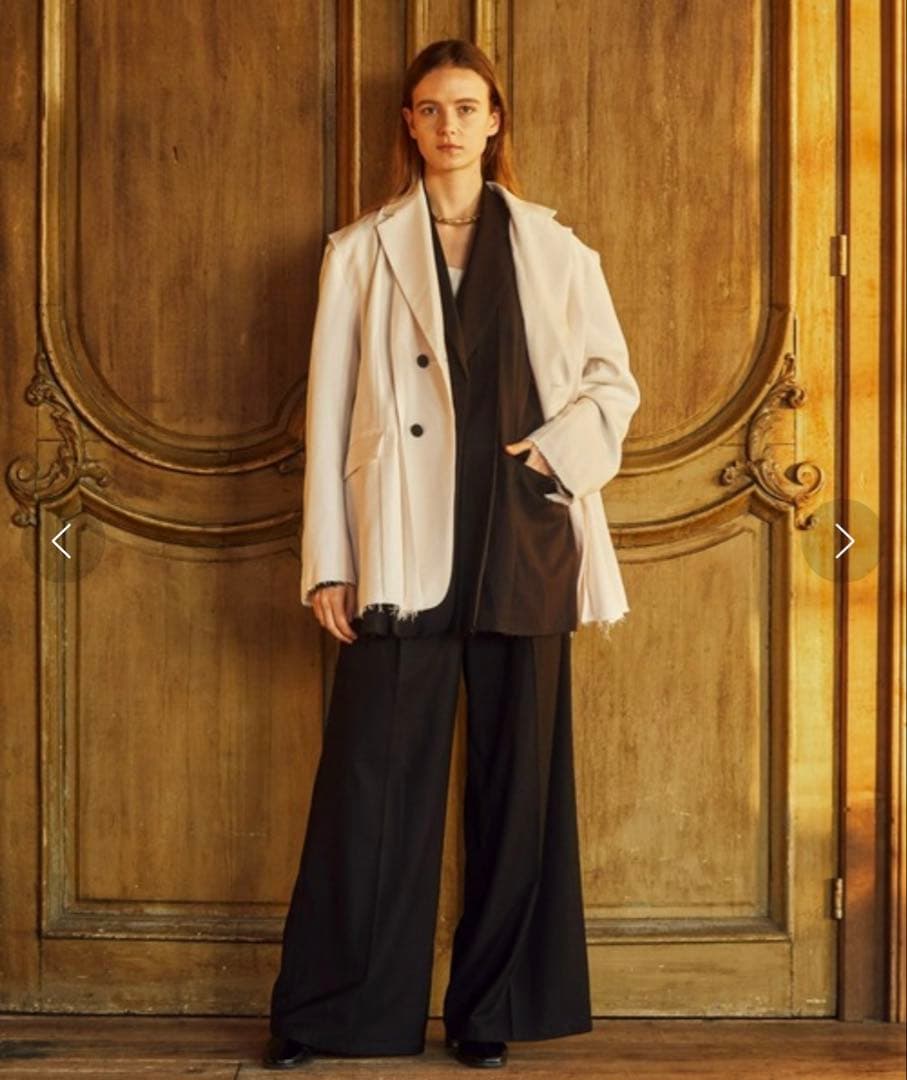 美品 セイト 大森元貴 カットオフ セミダブル タック テーラードジャケット 白