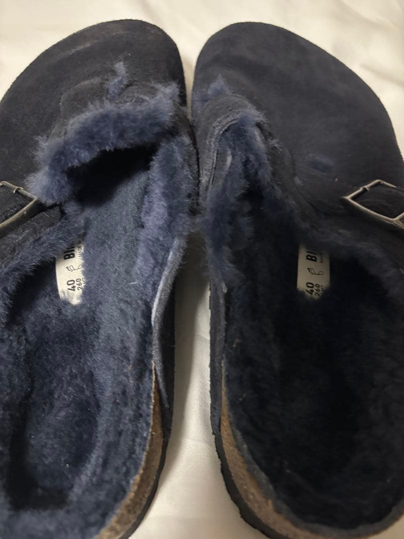 ビルケンシュトック ボストン シアリング ボア ネイビー 40 26センチ