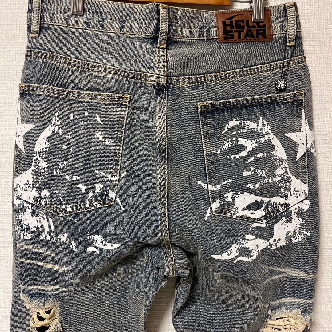 【極美品】 HELLSTAR ダメージ デニムパンツ